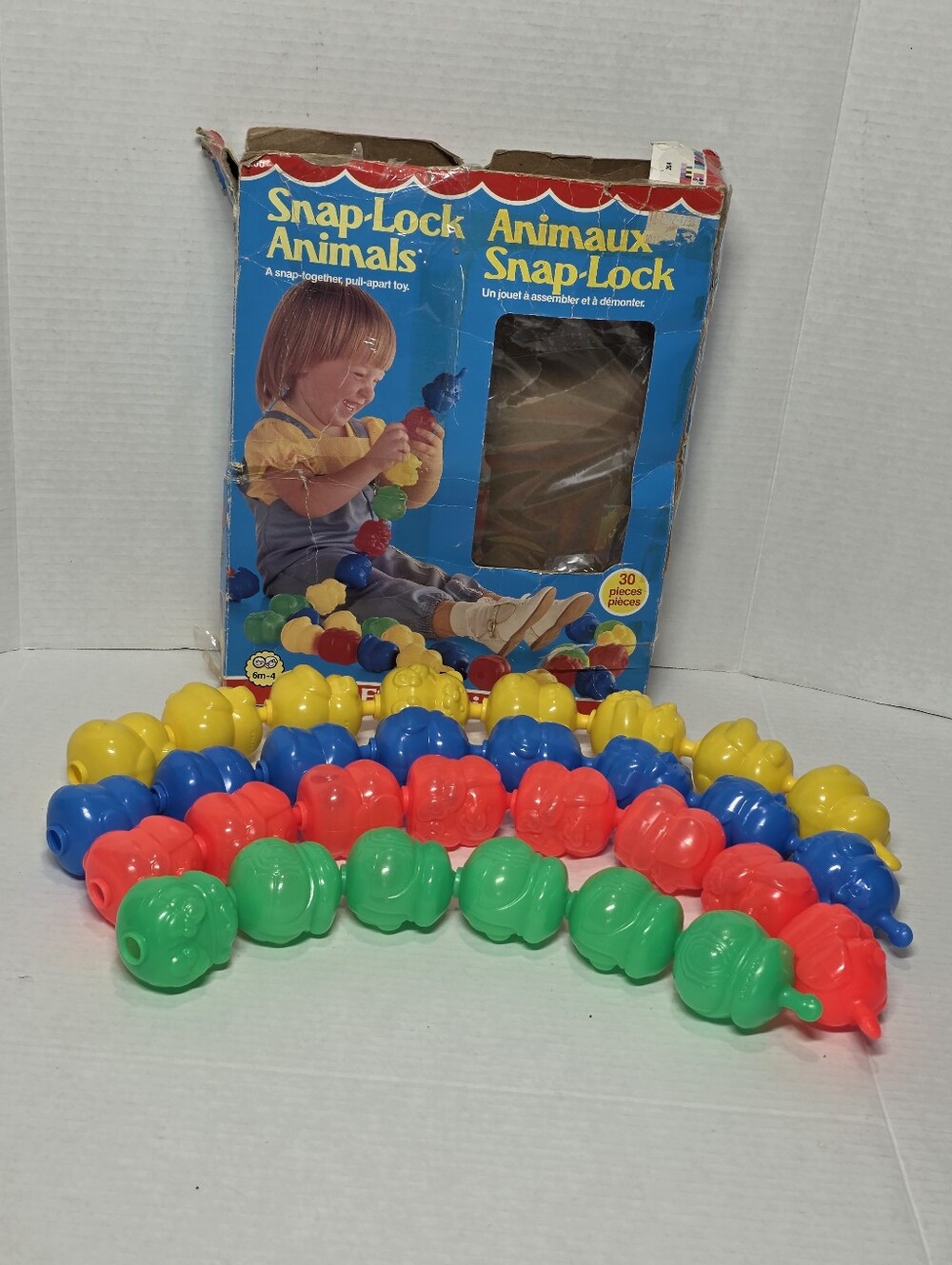 Vintage 1984 Fisher Price Snap-Lock 30 Animals Set #2100 Age 6M-4 Pull Apart